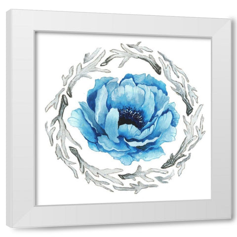 Blue Flower II White Modern Wood Framed Art Print by Medley, Elizabeth
