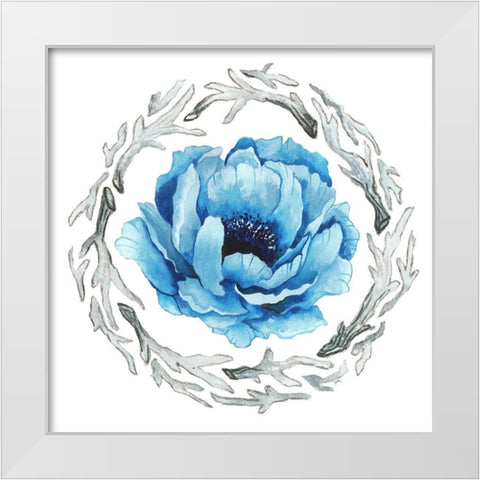 Blue Flower II White Modern Wood Framed Art Print by Medley, Elizabeth