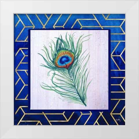 Peacock Feather II White Modern Wood Framed Art Print by Medley, Elizabeth