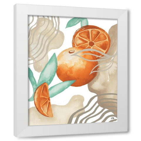 Art Deco Orange White Modern Wood Framed Art Print by Medley, Elizabeth