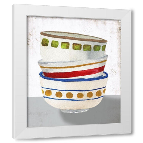 Stacked Bowls I White Modern Wood Framed Art Print by Medley, Elizabeth