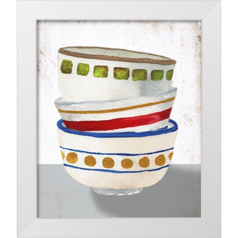 Stacked Bowls I White Modern Wood Framed Art Print by Medley, Elizabeth