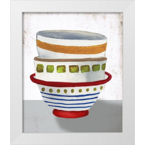 Stacked Bowls II White Modern Wood Framed Art Print by Medley, Elizabeth