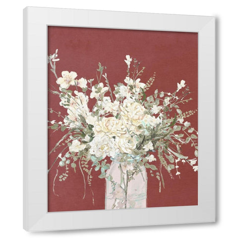 Warm Flowers in Glass Vase White Modern Wood Framed Art Print by Pinto, Patricia