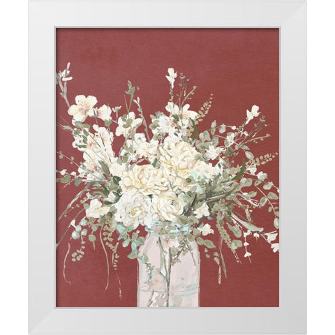 Warm Flowers in Glass Vase White Modern Wood Framed Art Print by Pinto, Patricia