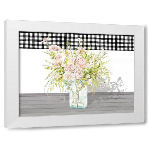 Spring Bouquet in a Glass Jar White Modern Wood Framed Art Print by Pinto, Patricia