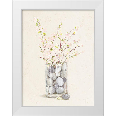 Spring Vase With Pebbles White Modern Wood Framed Art Print by Pinto, Patricia