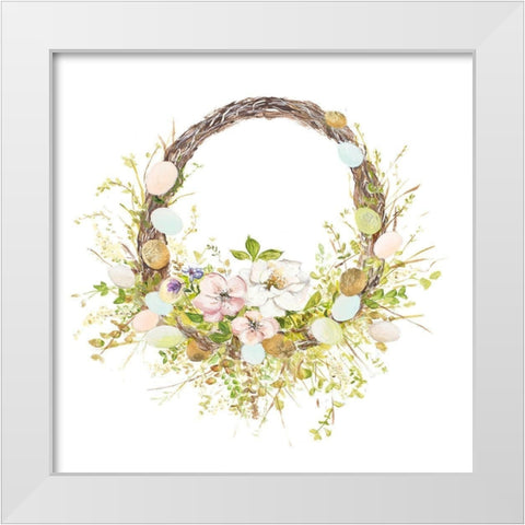 Easter Wreath White Modern Wood Framed Art Print by Pinto, Patricia