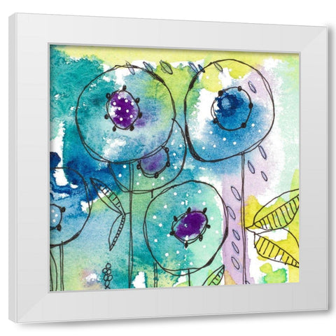 Splash of Watercolor Floral White Modern Wood Framed Art Print by Krinlox