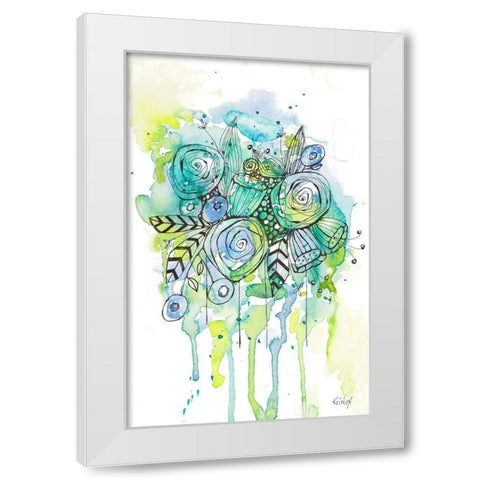 Floral Bouquet Wash White Modern Wood Framed Art Print by Krinlox