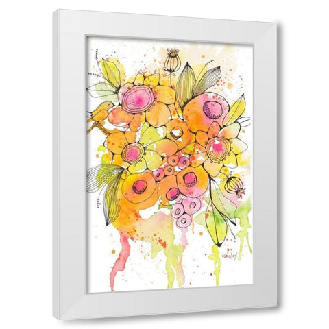 Bursting Wildflowers I White Modern Wood Framed Art Print by Krinlox
