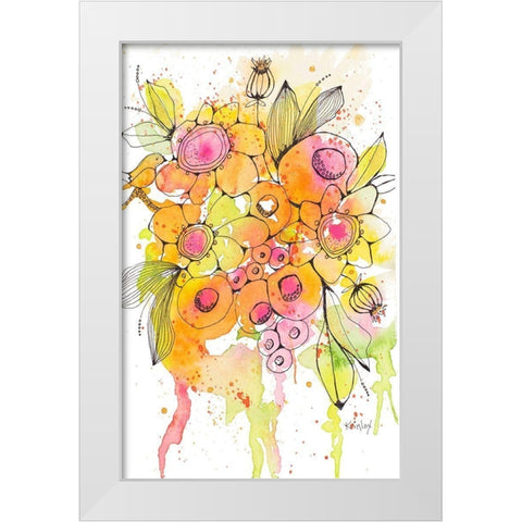 Bursting Wildflowers I White Modern Wood Framed Art Print by Krinlox