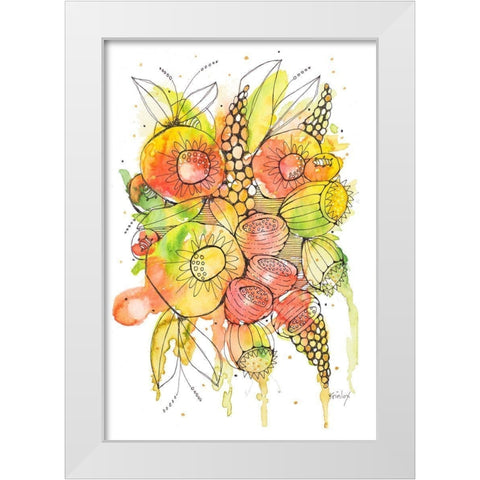 Bursting Wildflowers II White Modern Wood Framed Art Print by Krinlox