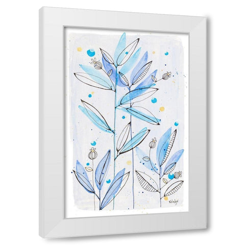 Botanical Stamp I White Modern Wood Framed Art Print by Krinlox