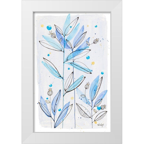 Botanical Stamp I White Modern Wood Framed Art Print by Krinlox