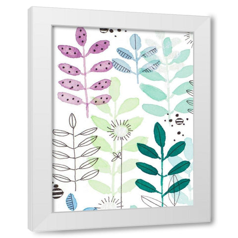 Botanics I White Modern Wood Framed Art Print by Krinlox