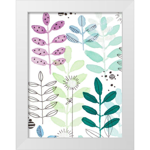 Botanics I White Modern Wood Framed Art Print by Krinlox