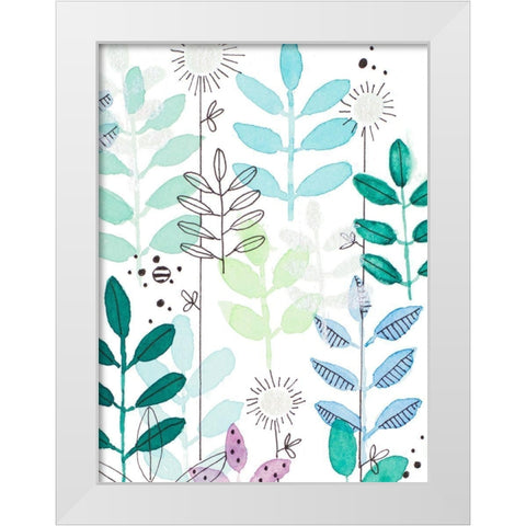 Botanics II White Modern Wood Framed Art Print by Krinlox