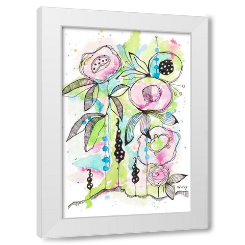 Blooming Summer I White Modern Wood Framed Art Print by Krinlox