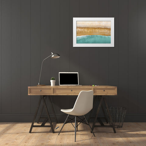 Above the Beach White Modern Wood Framed Art Print by Veilleux, Jason