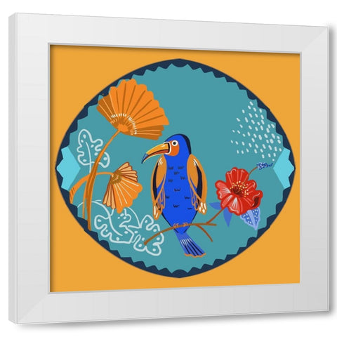 Toucan White Modern Wood Framed Art Print by Del Sol, Ani