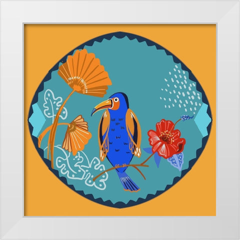 Toucan White Modern Wood Framed Art Print by Del Sol, Ani