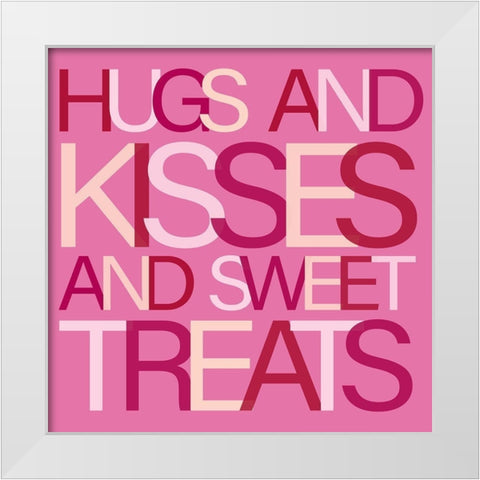 Hugs and Kisses White Modern Wood Framed Art Print by SD Graphics Studio