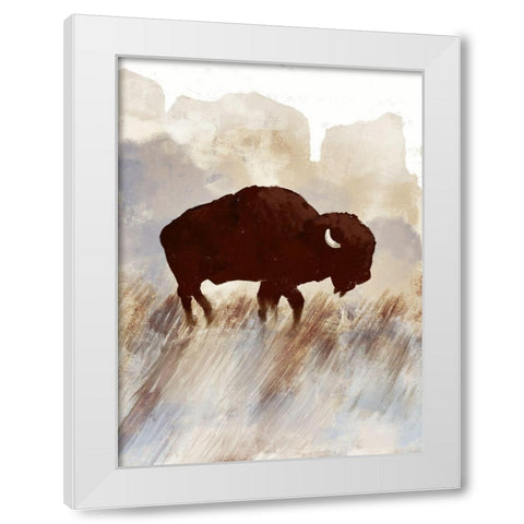 Buffalo Sunset Hill I White Modern Wood Framed Art Print by Meneely, Dan