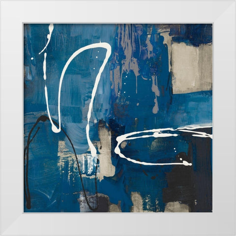 Indigo Retro White Modern Wood Framed Art Print by Loreth, Lanie