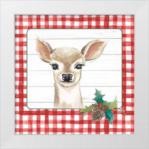 Red Plaid Woodland II White Modern Wood Framed Art Print by Pinto, Patricia