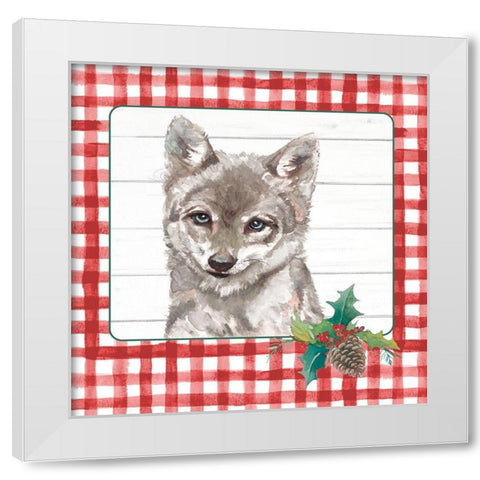 Red Plaid Woodland IV White Modern Wood Framed Art Print by Pinto, Patricia