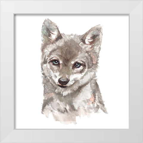 Baby Wolf White Modern Wood Framed Art Print by Pinto, Patricia