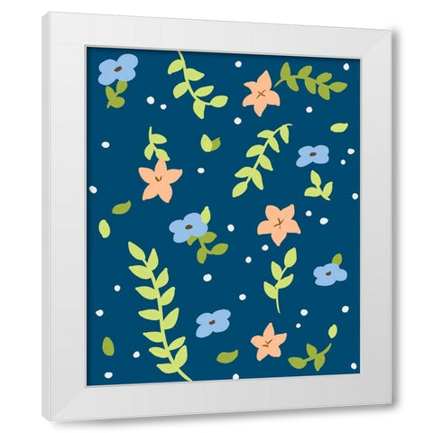 Spring Floral Scatter White Modern Wood Framed Art Print by Quach, Anna