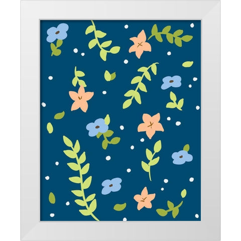 Spring Floral Scatter White Modern Wood Framed Art Print by Quach, Anna
