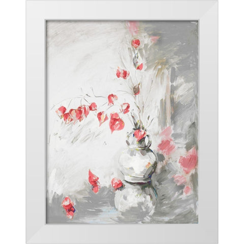 Red Roses I White Modern Wood Framed Art Print by French-Roussia, Heather A.