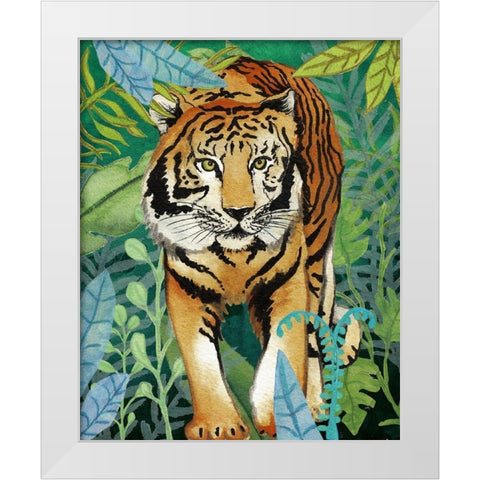 Tiger In The Jungle II White Modern Wood Framed Art Print by Medley, Elizabeth