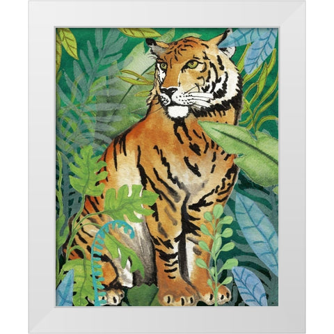 Tiger In The Jungle II White Modern Wood Framed Art Print by Medley, Elizabeth