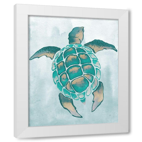 Aquatic Turtle II White Modern Wood Framed Art Print by Medley, Elizabeth