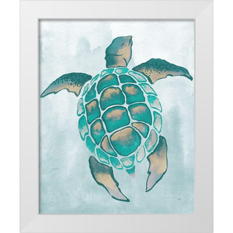 Aquatic Turtle II White Modern Wood Framed Art Print by Medley, Elizabeth