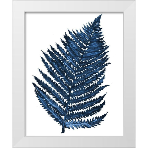 Blue Fern II White Modern Wood Framed Art Print by Medley, Elizabeth