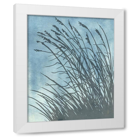 Tall Grasses on Blue I White Modern Wood Framed Art Print by Medley, Elizabeth