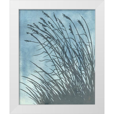 Tall Grasses on Blue I White Modern Wood Framed Art Print by Medley, Elizabeth