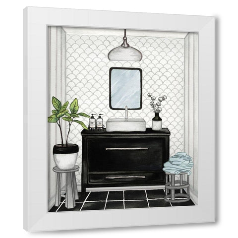 Modern Black and White Bath II White Modern Wood Framed Art Print by Medley, Elizabeth