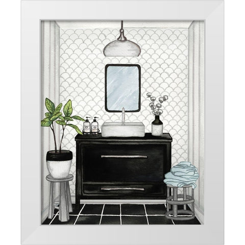 Modern Black and White Bath II White Modern Wood Framed Art Print by Medley, Elizabeth