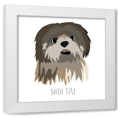 Shih Tzu White Modern Wood Framed Art Print by Torres, Melanie