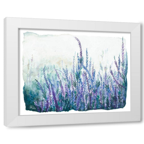 Lavender Floral Garden White Modern Wood Framed Art Print by Pinto, Patricia