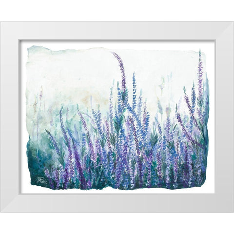 Lavender Floral Garden White Modern Wood Framed Art Print by Pinto, Patricia