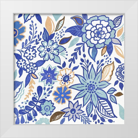 Botanical Azul I White Modern Wood Framed Art Print by Del Sol, Ani