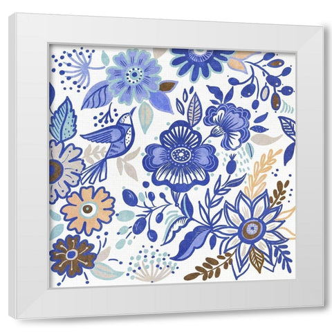 Botanical Azul II White Modern Wood Framed Art Print by Del Sol, Ani