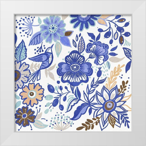 Botanical Azul II White Modern Wood Framed Art Print by Del Sol, Ani